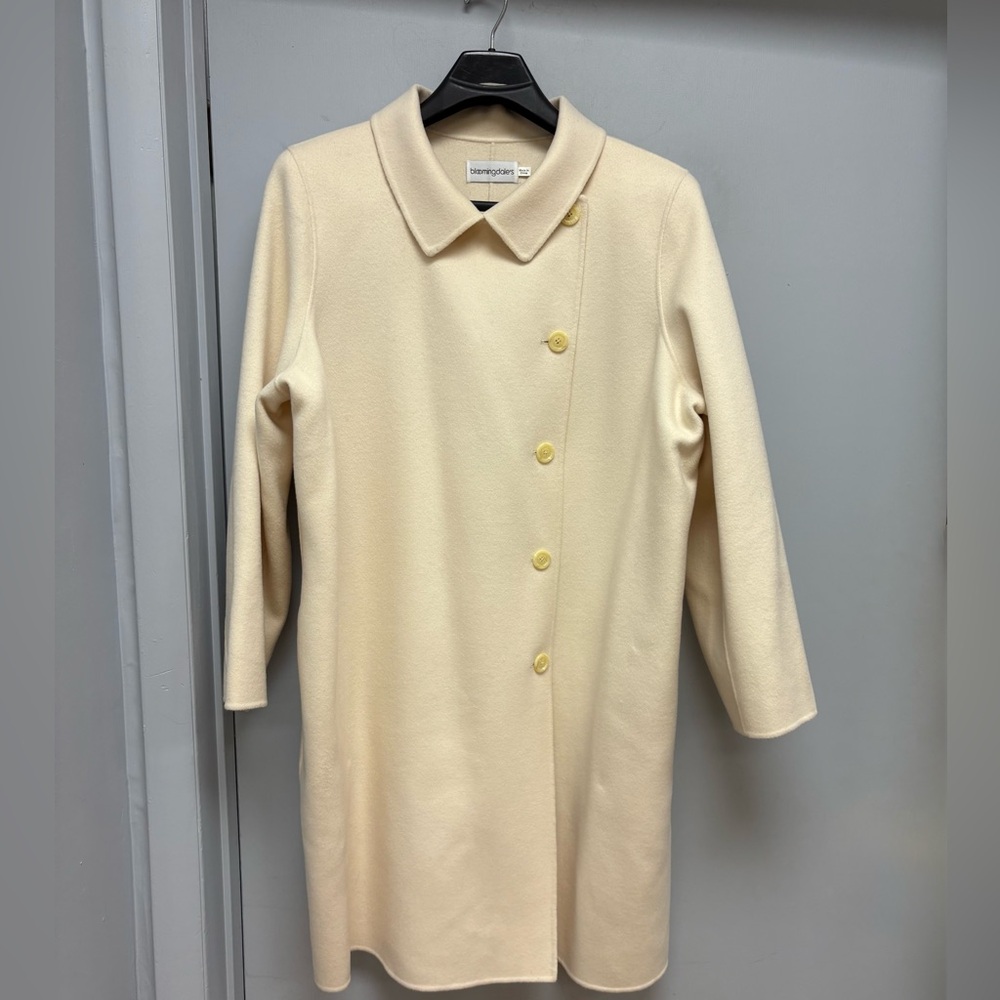 Bloomingdale’s Wool-Cashmere Cream Asymmetrical Button Coat (Size 20W)